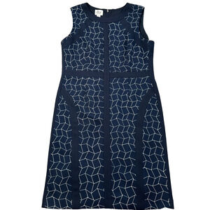 DM Collection Stitch Fix Sleeveless Sheath Dress Women's 16 Navy Blue/White